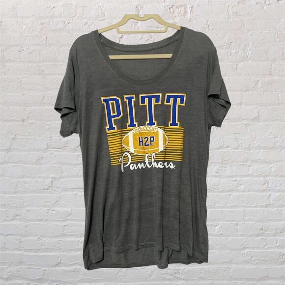 Pitt Panthers H2P Gray Short Sleeve Round Neck Lightweight Tee Size XXL Slim - Picture 1 of 11